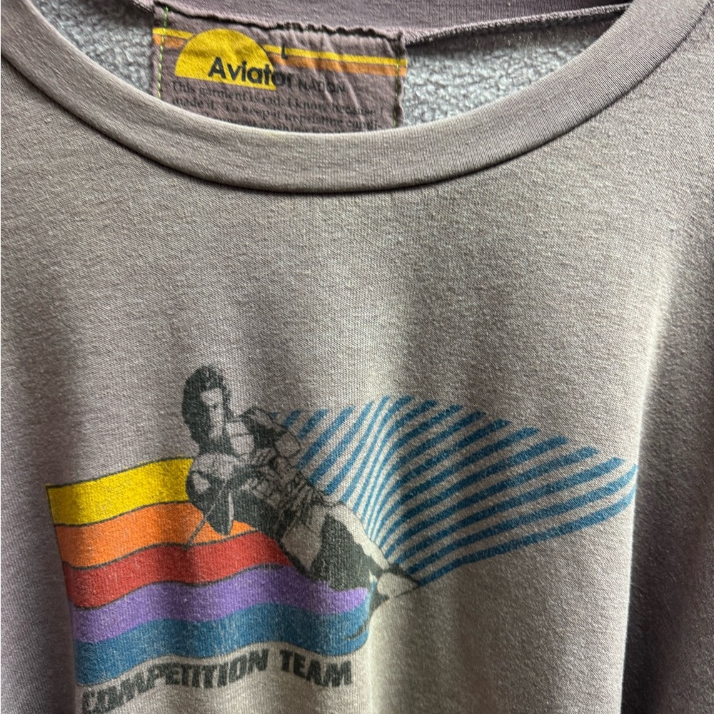 NWOT Aviator Nation Faded Mocha Soft Crewneck Sweatshirt Water skier Sz L